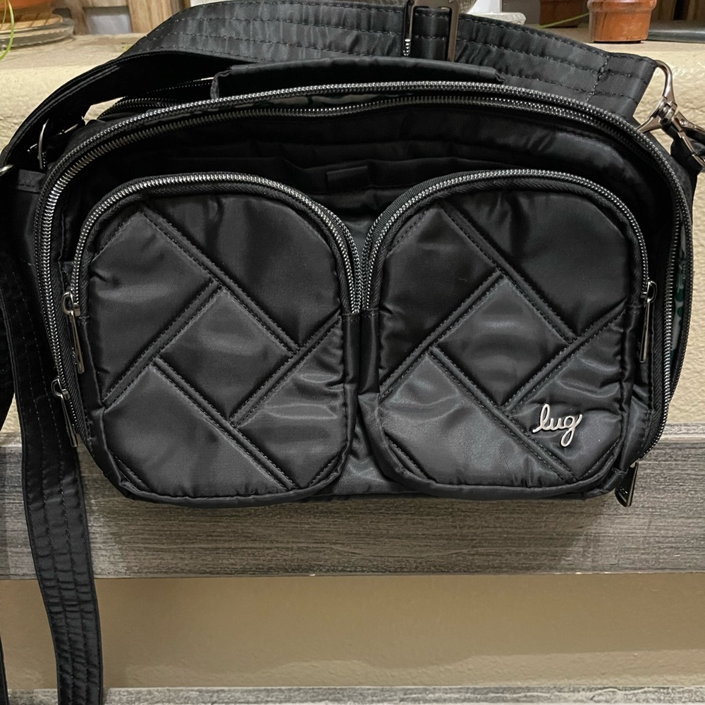 Lug black with Green and White inside Mini Bag with Floral Design